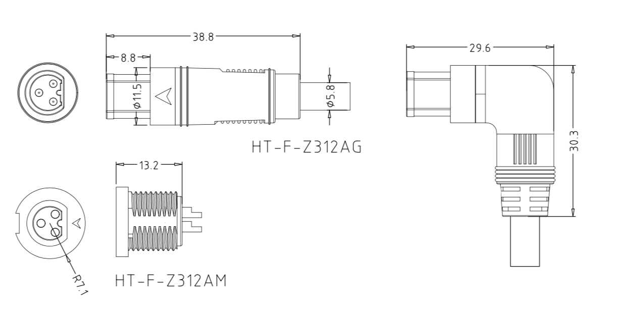 312 battery connector 2+1 power port