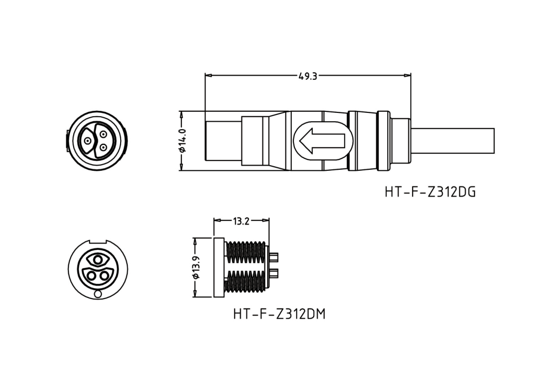 312D battery cable connector 3pin